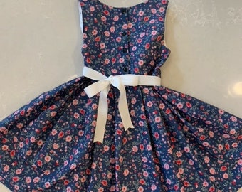 Robe de soirée à imprimé floral pour fille (tailles 2-6). Fait main de qualité