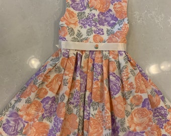 Robe de soirée à imprimé floral pour fille (tailles 2-6). Fait main de qualité