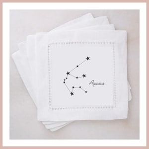 Serwetki koktajlowe z haftem ze znakiem zodiaku | Prezent | Przyjaciel | Impreza | Haft na zamówienie |