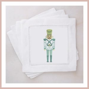 Nutcracker Embroidered Linen Cocktail Napkins | Gift | Halloween| Friend | Party | Custom Embroidery  | Christmas  | Holidays