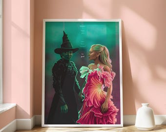 Wicked | Impressão física | For Good | Impressão de pintura digital desenhada à mão | Ariana Grande e Cynthia Erivo