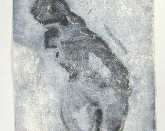Abstract Figure, mono print, head torso thighs