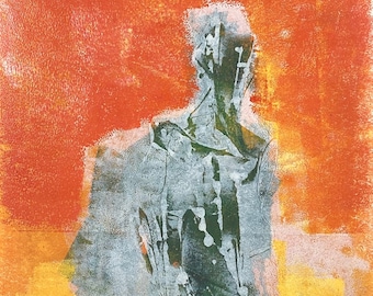 Abstract Figure, mono print, 46/100 Figure in an Interior