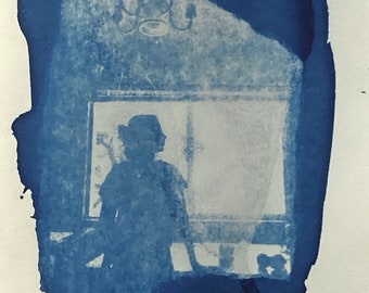 cyanotype, self-portrait, figure in an interior series