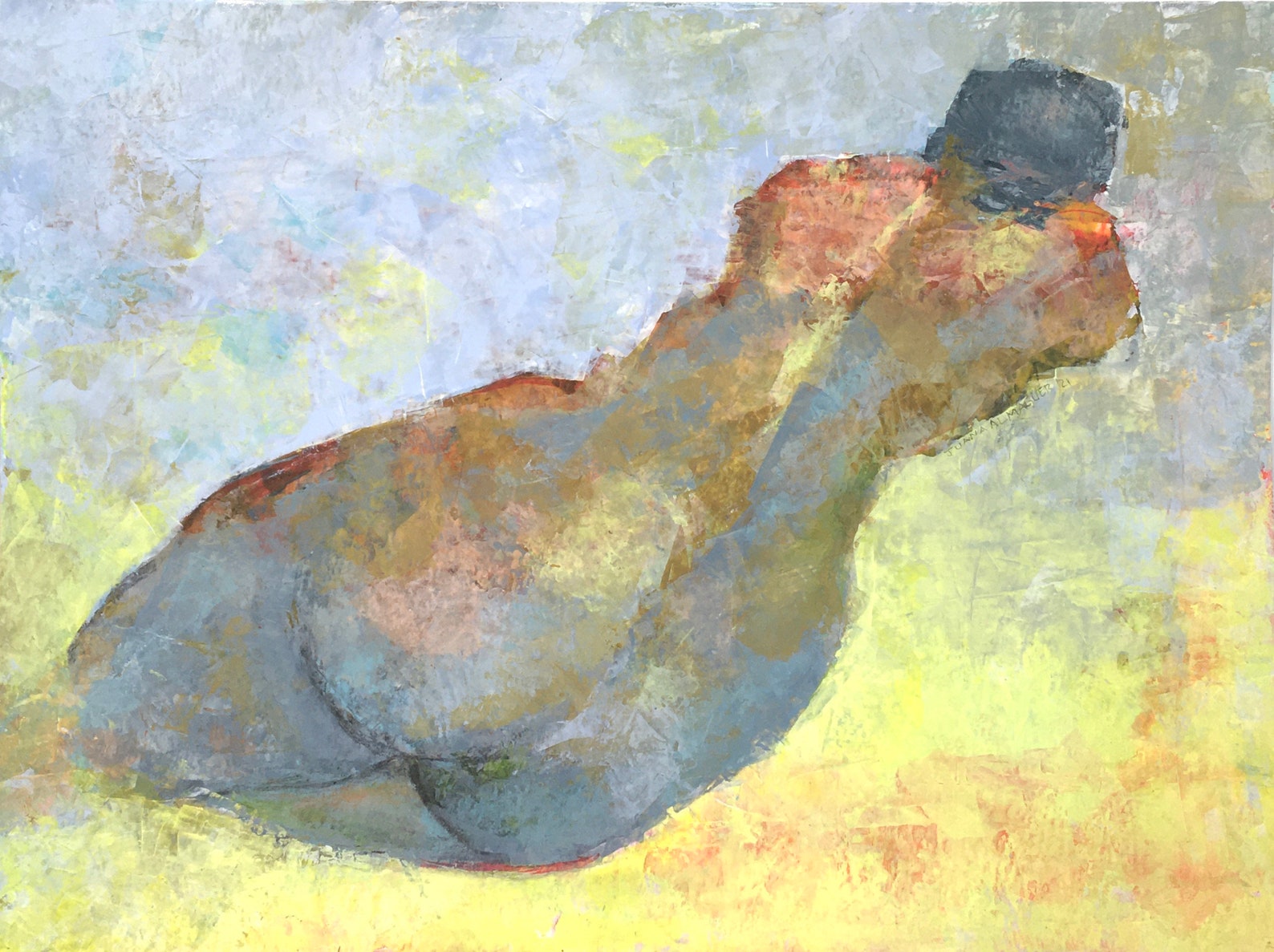 reclining figure, acrylic painting, GalleryJuana reclining figure, acrylic painting