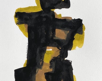 Abstract figure , gouache, inks, charcoal , 9 x 12