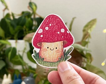 Kawaii Cute Toadstool Mushroom Vinyl Die Cut Sticker