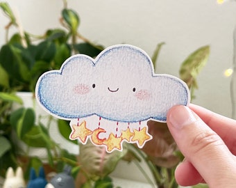 Kawaii Cute Happy Cloud Star Vinyl Die Cut Sticker