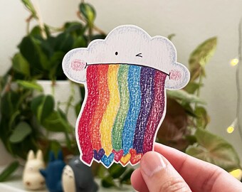 Kawaii Cute Rainbow Vomiting Cloud Vinyl Die Cut Sticker