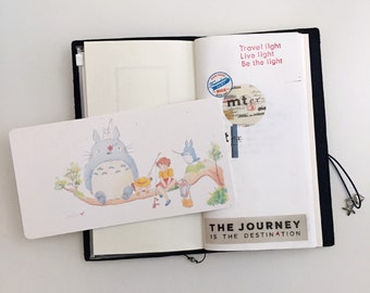 Totoro & Friends Watercolor Illustration Laminated Shitajiki Pencil Board for Travelers Notebook