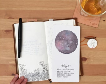 Constellation Zodiac Watercolor Illustration Laminated Shitajiki Pencil Board for Traveler's Notebook