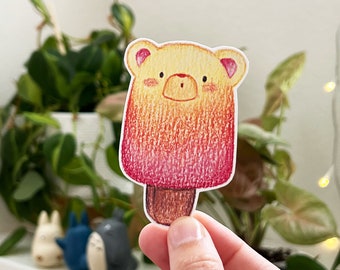 Ice Cream Popsicle Cute Bear Vinyl Die Cut Sticker