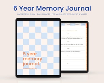 5-Year Digital Memory Journal | Daily Prompts | Gratitude Journal | Goodnotes & Notability Compatible | Life Journal | One Line a Day