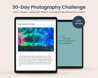 30日間写真撮影チャレンジ：ライト版、毎日の課題（インタラクティブPDF）