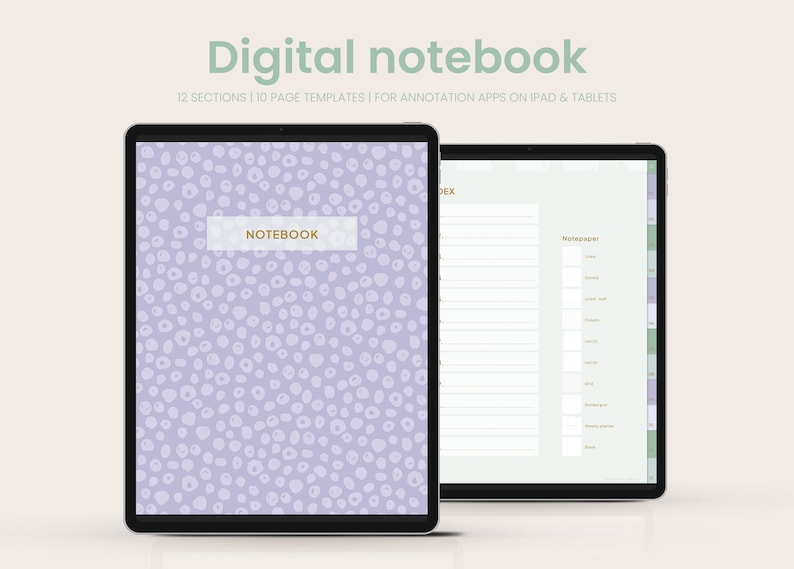 12-tab Digital Notebook for Goodnotes and Notability | Digital Notes ...