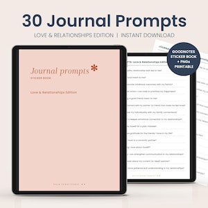30 Journal Prompts | Love and Relationships Edition | Digital Stickers | Printable | Goodnotes Stickers | Sticker PNGs | Instant Download