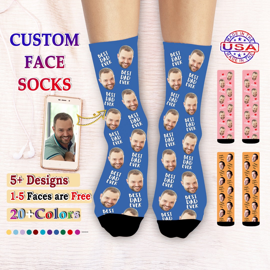 Custom Father's Day Socks, Custom Face Socks for Dad, Personalized ...