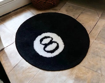 Alfombra de alfombra casera de 8 bolas, alfombra suave redonda con acento de 8 bolas, alfombra de 8 bolas, decoración interior del hogar, alfombra de dormitorio