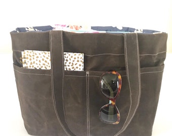 Large Tote No. 2 in Dark Brown Waxed Canvas