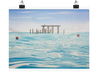 Pergola in the Ocean Print | Horizontal Matte Poster