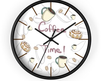 Hora do Café! Relógio de Parede Minimalista | Decoração Moderna e Neutra para Amantes de Café