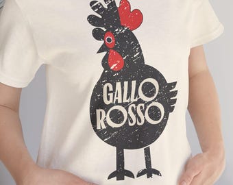 Camiseta personalizada de Gallo Rosso, mascota de gallo rojo, sarcástica, divertida, para gamers, regalo retro de los Raiders, con frase de streamer, diseño desgastado ARC de videojuego