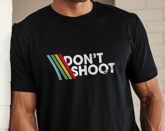 Ne tirez pas sur Gaming Shirt sarcastique drôle rétro Arcade Raiders tee jeu vidéo emote gamer cadeau rayures ARC vintage en détresse