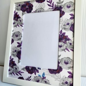 Floral Fabric-Wrapped 8x10 Photo Frame Mat in Lavender | Perfect Purple | Fits 5x7 Photos | Bright Colors| Unique Picture Frame With Mat