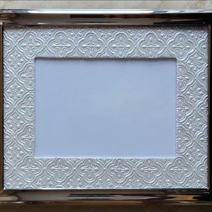 Boho Glam Photo Mat: Embossed Ivory Medallion Frame, 8x10 for 5x7 Photo