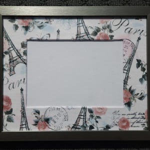 Paris Photo Mat 8x10 for 5x7 Photos, Luxurious Fabric Wrapped Frame Mat, French Inspired Parisian Decor, Modern Elegant Home Accent, frame