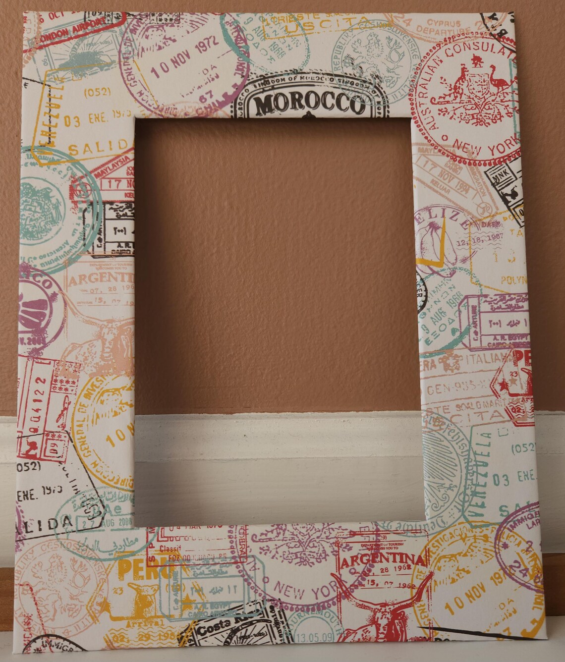 Travel Photo Mat – Passport Stamp Collage, 8x10 Frame Insert - Etsy
