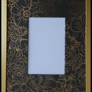 Handcrafted Black & Gold Boho Floral Photo Mat: Luxury 8x10 Mat for 4x6 Picture