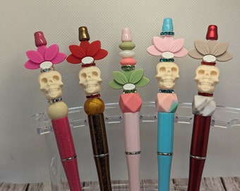 beaded lotus skull pen