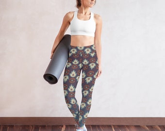 Elements Full Length Yoga Leggings, Soft, Comfy, Artisan Designed, Unique Leggings, Gift for Her, Gift for Mom, Workout, Size XS to XL