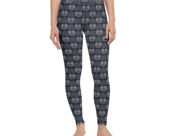 Art Deco Yoga Leggings — High Waist Full Length, Geometric Vintage-Inspired All‑Over Print