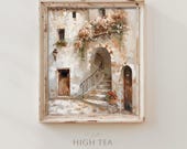 Oil Painting Digital Download | Vintage Tuscan Villa Art, Rustic Romanesque Decor, Muted Printable Wall Art for Home #HTA_225