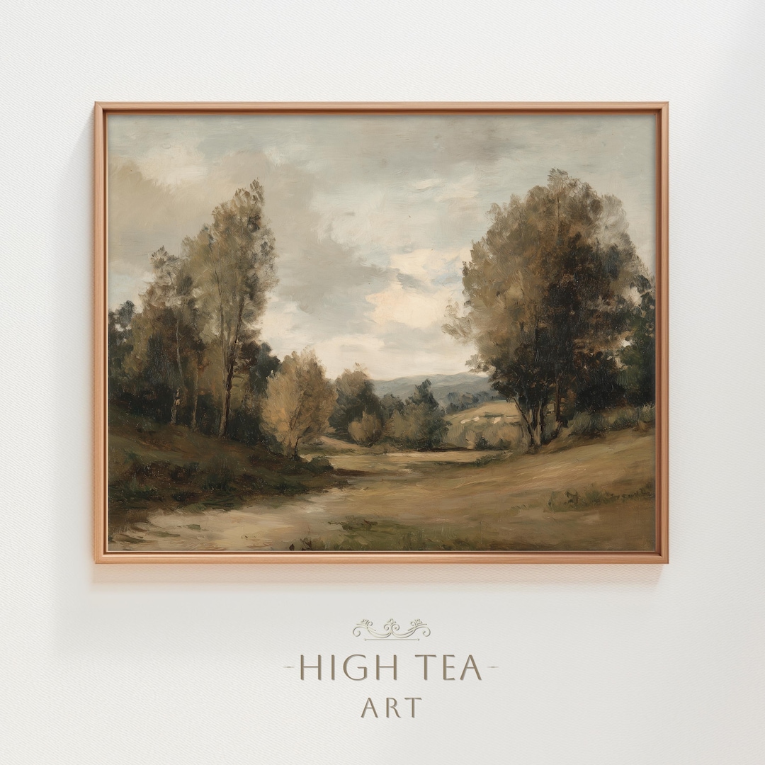 Vintage Moody Country Landscape Oil Painting Digital Download Art Print ...
