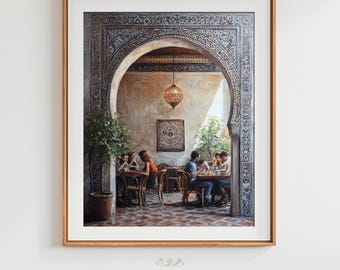 ヴィンテージ モロッコ パターン アーチ 油絵 デジタル ダウンロード