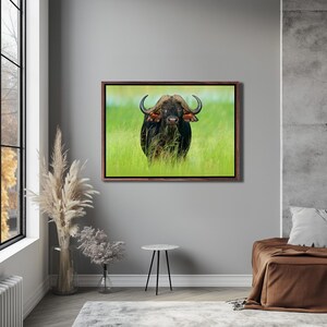 Asian Buffalo Wall Art, Framed Canvas Wall Art, Canvas Wall Art, Housewarming Gifts, Modern Canvas Wall Decor, Large Wall Hanging