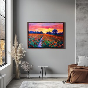 Poppy Field Oil-Painting Wall Art, Framed Canvas Wall Art, Canvas Wall Art, Large Wall Hanging, Classic Canvas Art, Housewarming Gifts