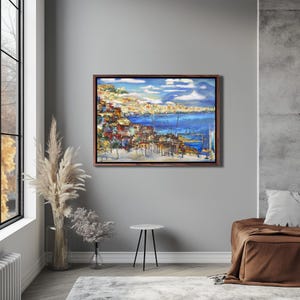 Naples View Oil Painting Look Decorative Canvas Wall Art, Home Decor Canvas, Canvas Wall Art, Large Wall Hanging, Canvas Room Decor