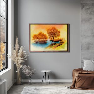 Summer Landscape Canvas Wall Art, Framed Canvas Wall Art, Canvas Room Decor, Housewarming Gifts, Large Wall Hanging, Canvas Wall Art