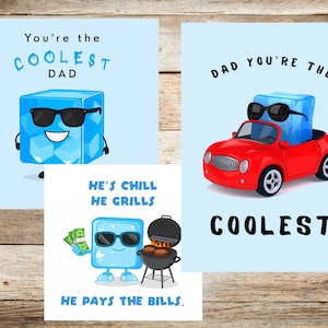 Coolst Dad Vatertagskarte oder Geburtstagskarten 3er Pack. Druckbare Karten die Sie einfach ausdrucken und falten. Vatertag, DOWNLOAD | 3 KARTEN