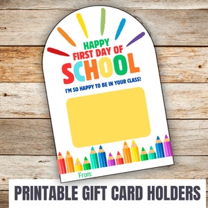 Printable Back to School Gift Card Holder for Teachers and Volunteers, 1st day of school teacher gift, Teacher Appreciation Gift, Download
