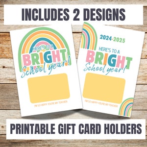 Editable Printable Back to School Gift Card Holder for Teachers and Volunteers, 1st day of school gift, Teacher Appreciation Gift, Download