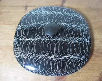 Serendipity Graniteware Replacement Lid, Black with White Spaghetti, LID ONLY  056KT