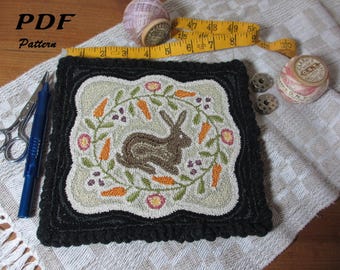 Bunny Carrots Punch Needle PDF/Download PATTERN by The Farm Road DIGITAL Copy 170PN