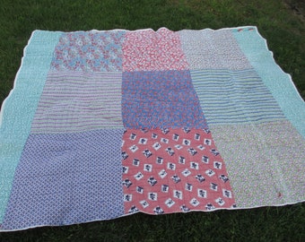 Vintage Whole Feed Sack Quilt, 91 x 76 Inches 115LN