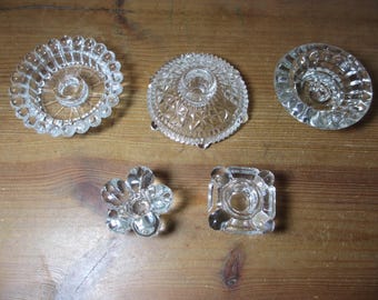 Small Clear Glass Candleholders, CHOOSE Style & Quantity 110HD
