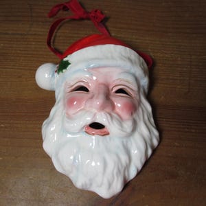 Vintage Ceramic Santa Claus Mask Wall Plaque, Japan 157CH